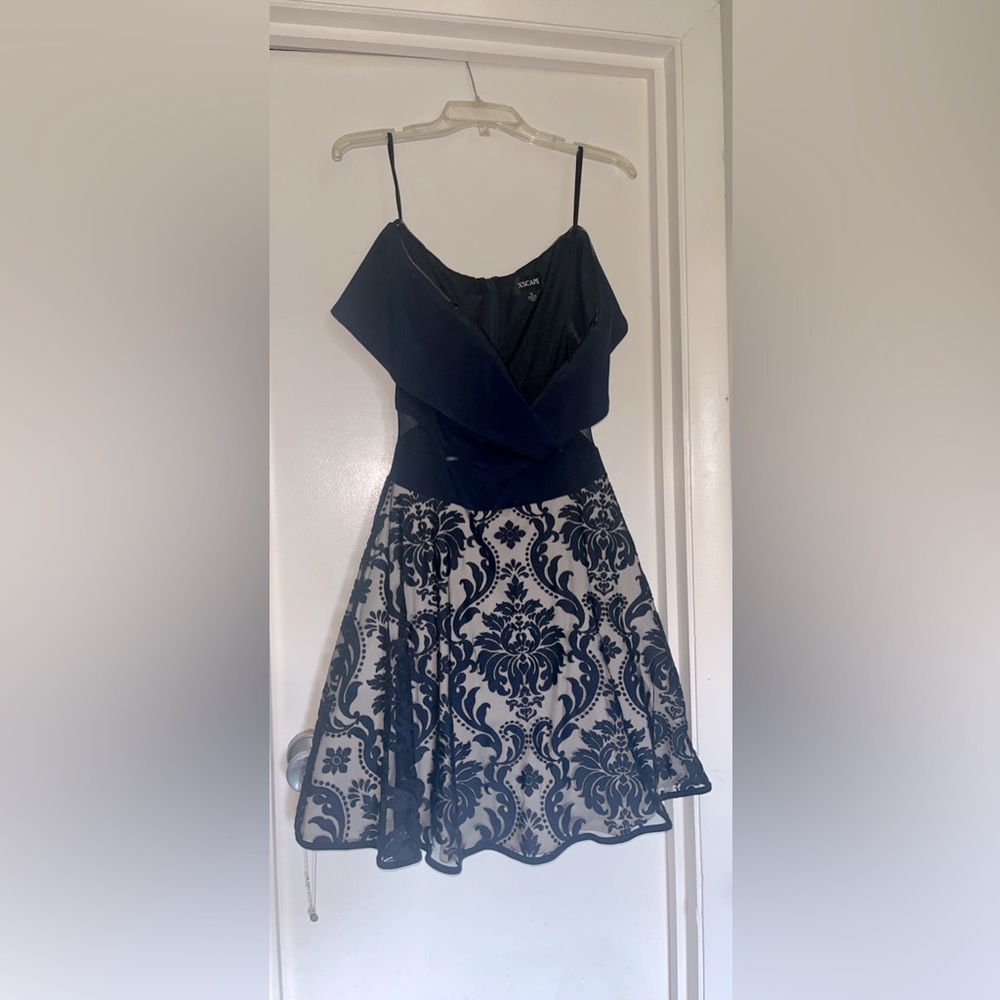 Navy strapless dress